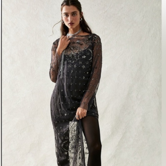 Free people black magic dress xs new with tags